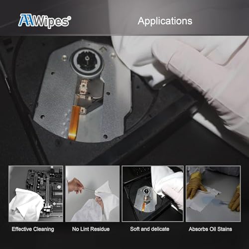 AAwipes Superfine Microfiber Wipes Knitted Cleanroom 12"x12" (100 Counts/Bag, 180gsm, Polyester) High-End Lint Free Cloths for Fiber Optics, Laser Sealed Edge Class 100 Cloths (MF18012) - size: 12"X12" 100 Wipes