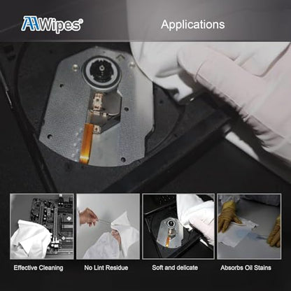 AAwipes Superfine Microfiber Wipes Knitted Cleanroom 12"x12" (100 Counts/Bag, 180gsm, Polyester) High-End Lint Free Cloths for Fiber Optics, Laser Sealed Edge Class 100 Cloths (MF18012) - size: 12"X12" 100 Wipes