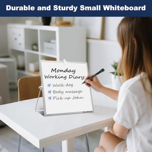 TSJ OFFICE Small White Board - 12 X 12 Inches Silver Framed Dry Erase Board - color: Silver, size: 12"W x 12"H