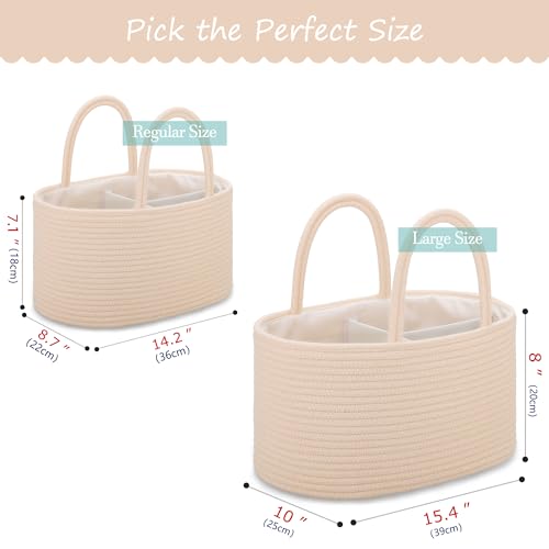 COMSE Baby Diaper Caddy Organizer with Handles, Cotton Rope, Beige - color: Beige, size: Regular