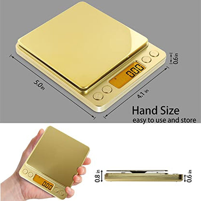 Fuzion Digital Scale .01 Gram Accuracy, 500g Small Kitchen Food Scales - color: Gold