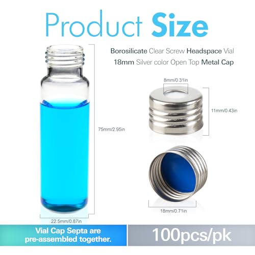ALWSCI 20ml Borosilicate Clear Glass Screw Top Headspace Vial, 100 Pcs - size: 20ml 22.5*75 mm