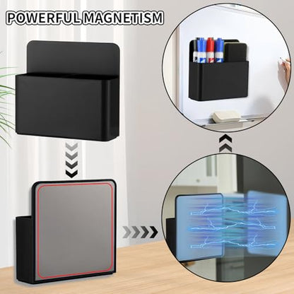 Camelmother 2Pcs Magnetic Dry Erase Marker Holder For Whiteboard Fridge - color: black