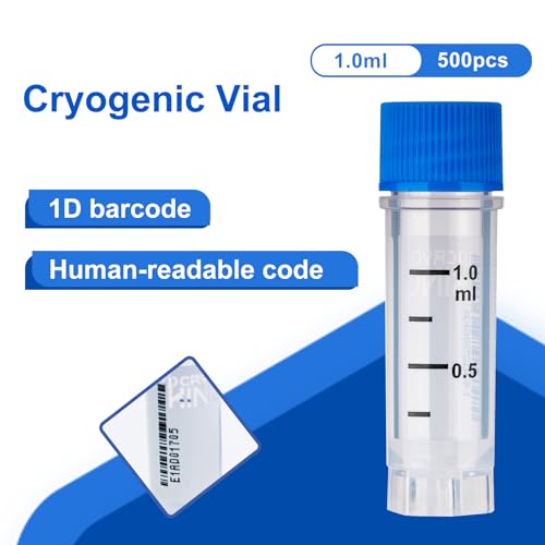 1.0ml Cryovials, Side-Coded, External Thread, Yellow, 500Pcs - color: Yellow, size: 1.0ml