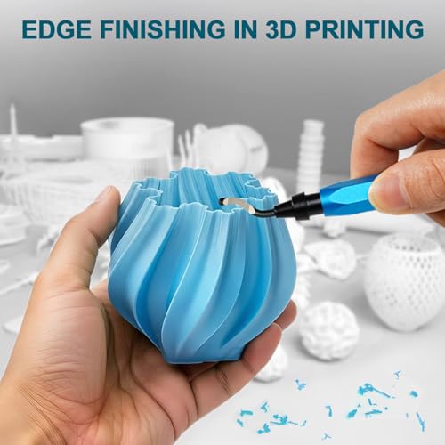 2 Pack Deburring Tool Set + 12 BS1010 Steel Blades, 3D Printing Deburring Tools, Suitable for Metal, Resin, Copper, Plastic, PVC Pipes, and 3D Printed Edge Deburring Reamers