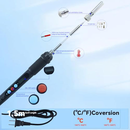 FYSETC Printing Pen Smoothing Finishing Tool: 19-1 Cleaning Kit Handheld Soldering Iron 110V 60W LCD Digital with 2Pcs Adapter TS100 TS101 - Carving Knife for Repairing 3D Prints