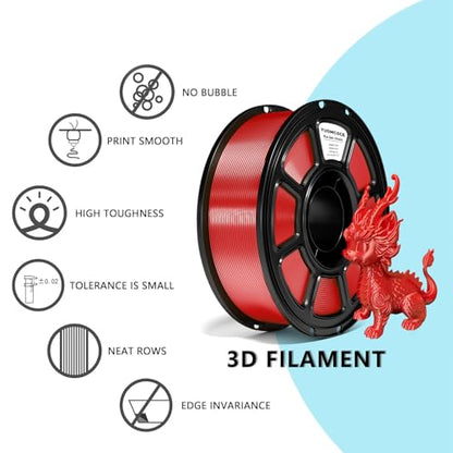 Silk PLA Filament 1.75mm,3D Printer Filament with a Metallic Glossy Finish, Dimensional Accuracy +/- 0.02 mm, 1kg Spool(2.2lbs) Fits for Most FDM 3D (A-Silk Red Pla) - color: A-silk Red Pla