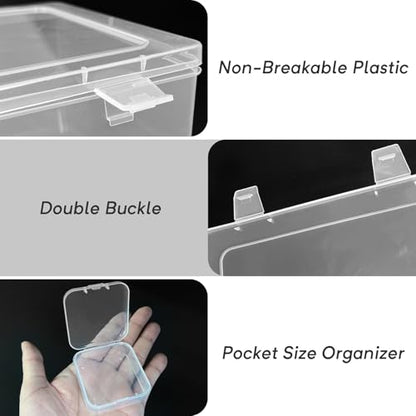 Guyuyii 93 Clear Plastic Bead Storage Containers with Hinged Lids & Labels - size: 93 Pcs