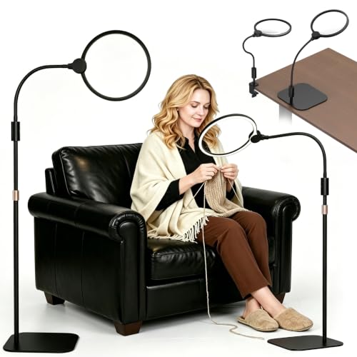 7.1 Inch Extra Large Magnifying Glass with Light and Stand - size: 130mm