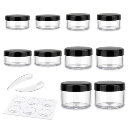 10pcs Small Travel Containers, 3/5/10/15/20 Gram Sample Jars with Lids - color: Black, size: 3/5/10/15/20g