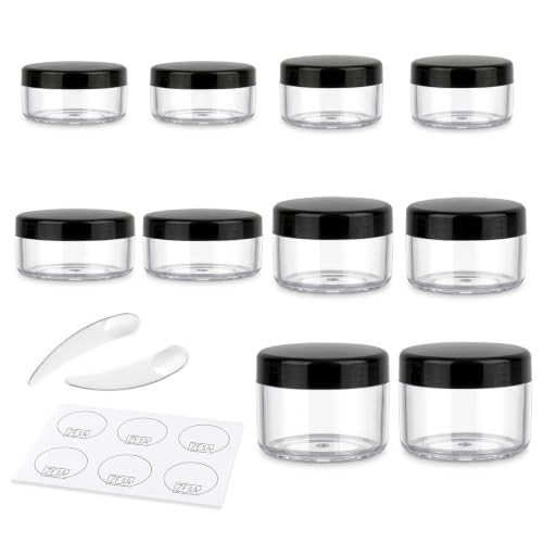 10pcs Small Travel Containers, 3/5/10/15/20 Gram Sample Jars with Lids - color: Black, size: 3/5/10/15/20g