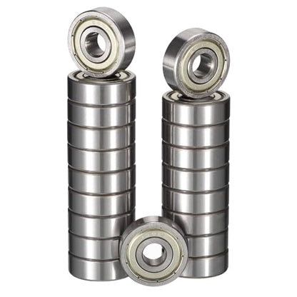 628ZZ Deep Groove Ball Bearings, ID 8mm x OD 24mm x Width 8mm Miniature Bearings, Double Metal Shielded Ball Bearing Chrome Steel Z2 Lever 20pcs - size: 628ZZ 8x24x8mm