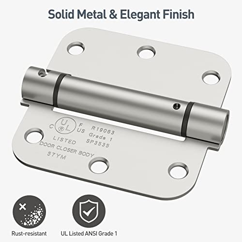 HOSOM Self Closing Door Hinges 3.5 Inch,Spring Loaded Hinges - color: Brushed Nickel-5/8'', size: 3.5" 1 Pack