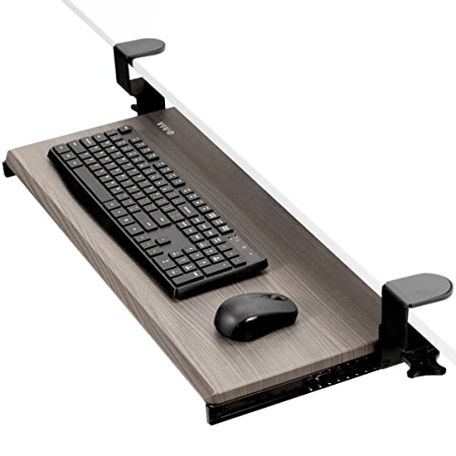 VIVO Large Clamp-on Computer Keyboard and Mouse Under Desk Slider Tray, 27 x 11 inch Pull Out Platform Drawer, Gray, MOUNT-KB05GY - color: Gray, size: 27 inch