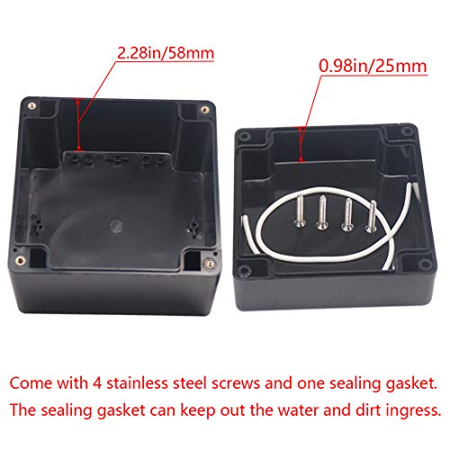 Junction Box IP65 Waterproof ABS Plastic Electrical Project Case Power Junction Boxes, Project Box with 4 PCS M16 Cable Glands 4.72x4.72x3.54 inch (120 x 120 x 90 mm) - color: Black, size: 4.72"x4.72"x3.54"
