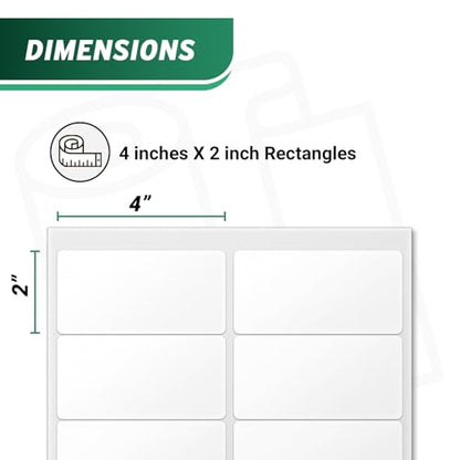 Blank Rectangle Labels, White, 4" x 2" - size: 4" x 2"