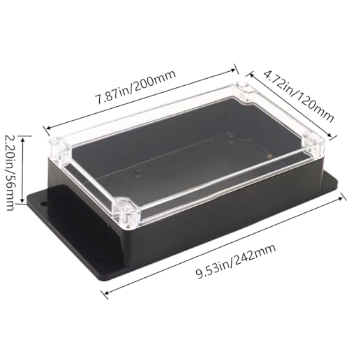Junction Box IP65 Waterproof ABS Plastic Electrical Project Case Power Junction Boxes, Clear Cover Project Box with Fixed Ear 7.87x4.72x2.2 inch (200 x 120 x56 mm) - color: Clear, size: 7.87"x4.72"x2.2"
