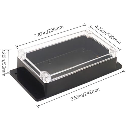 Junction Box IP65 Waterproof ABS Plastic Electrical Project Case Power Junction Boxes, Clear Cover Project Box with Fixed Ear 7.87x4.72x2.2 inch (200 x 120 x56 mm) - color: Clear, size: 7.87"x4.72"x2.2"