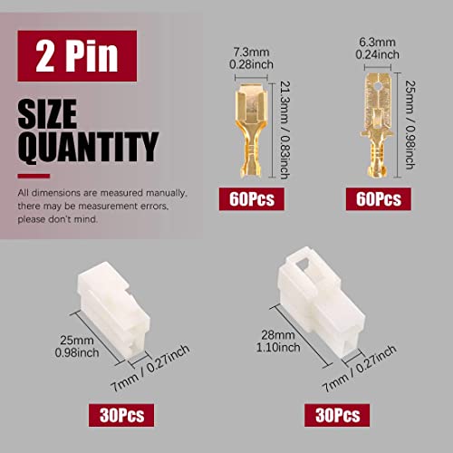 Hilitchi 6.3MM Electrical Automotive Wire Connectors Male Female Socket Plug Terminal for Motorcycle Car (2P-30Sets) - color: 2P-30Sets