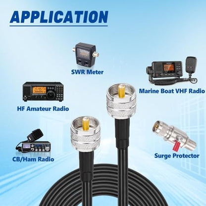Superbat PL259 RG8X Coaxial Cable 20ft PL-259 UHF Male 50 ohm Coax Cable - size: 20 ft RG8X Cable