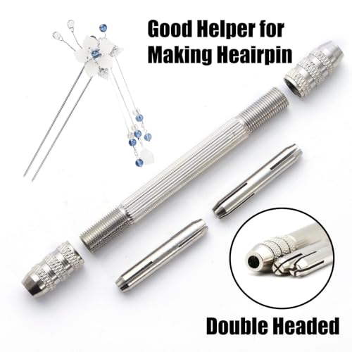 4 Pack Double Ended Pin Vise, Alloy Wire Twisting Tool Hand Drill, 1.38 Inch Copper Chuck for Jewelry DIY