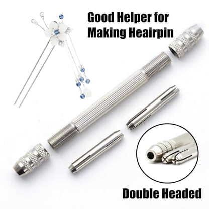 4 Pack Double Ended Pin Vise, Alloy Wire Twisting Tool Hand Drill, 1.38 Inch Copper Chuck for Jewelry DIY