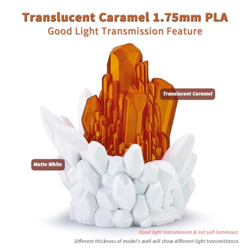 ZIRO Semi-Transparent PLA Filament,Fit Most FDM Printer, 1.75mm 1KG Caramel - color: Translucent-caramel
