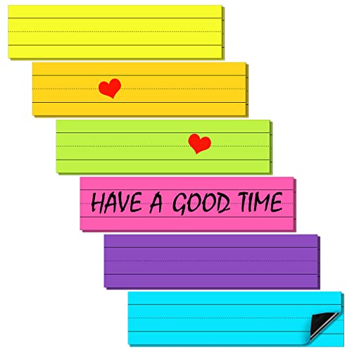 Chinco 12 Pack Magnetic Dry Erase Sentence Strips 12x3 in Lined,Multicolor - color: Multi Color