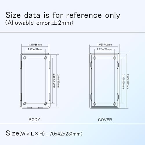 Project Box 8 Pieces Electrical Box Small Junction Box ABS Plastic Enclosure Power Electronic Case White 2.76" x 1.65" x 0.91"(70 x 42 x 23mm) - color: White, size: 2.76" x 1.65" x 0.91"