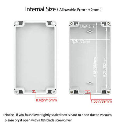 Junction Box Waterproof Plastic Project Box IP65 Plastic Project Box Electrical Box Enclosure Gray White 6.2" x 3.5" x 2.4"(158 x 90 x 60 mm) - color: Gray White, size: 6.2" x 3.5" x 2.4"