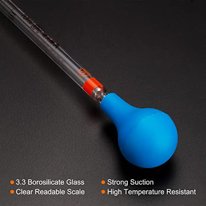PATIKIL Graduated Dropper Pipettes Kit, 2pcs 10ml Borosilicate Glass Pipette with Rubber Cap for Transfer Liquid for Lab, Chemistry, Clear - size: 10ml