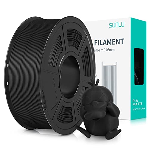 SUNLU 1KG PLA Matte 3D Printer Filament 1.75mm, Matte Black - color: Black, size: 1KG