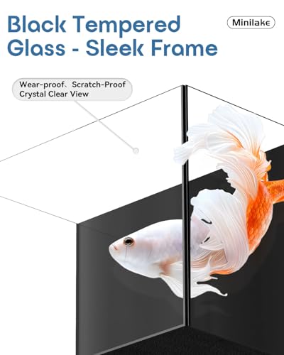 2.5 Gallon Nano Aquarium Starter Kit, Rimless Glass Fish Tank Kit - color: Black, size: 2.5 Gallon