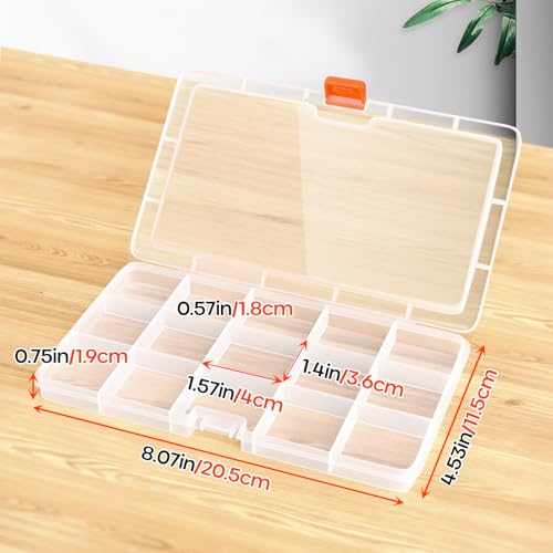 Moon Magpie 2PACK Extra Thick Bead Organizers, 15 Grid Mini Clear Plastic Storage Box Craft Containers for Nail jewelry rhinestones DIY Supply Case - size: 2P-FixedGrid