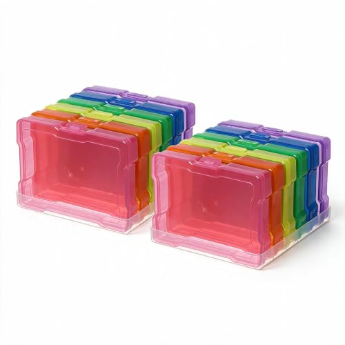 novelinks 6 Pcs 4"x6" Plastic Photo Storage Boxes with Tray (Color 2Pack) - color: Multi-colored 2 Pack
