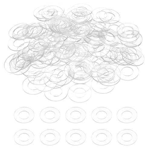 uxcell 120 Pcs M10 PVC Flat Washers 10mm ID 20mm OD 1mm Thick Plain Washer Grommets Plastic Sheet Gasket Fastener Sealing Spacer Gasket Ring Water Hose Washers, Clear - size: M10x20mmx1mm