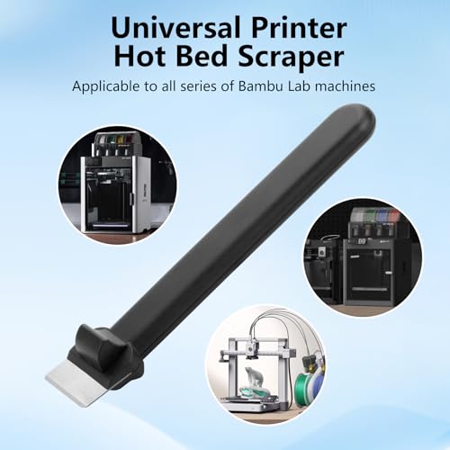 3D Printer Scraper, Universal SK5 Carbon Steel 3D Printing Scraper Tool with Magnetic Design, Compatible with Bambu Lab A1 Mini P1 X1 Series Creality Ender 3 Anycubic 3D Printer Hot Bed (Black) - color: Black