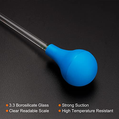PATIKIL Graduated Dropper Pipettes Kit, 2pcs 0.1ml Borosilicate Glass Pipette with Rubber Cap for Transfer Liquid for Lab, Chemistry, Clear - size: 0.1ml