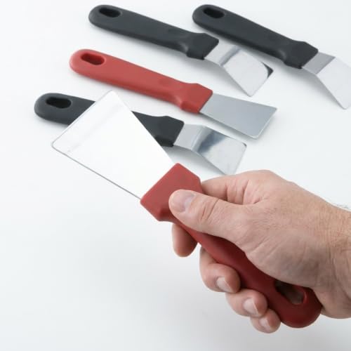 4 Pack Scraper Tool - Stainless Steel Metal Scraper with Comfortable Handle for Easy Separation of Prints (Black x 2 + Red x 2)