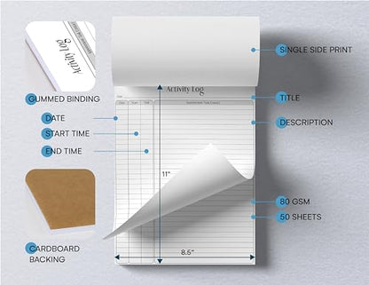 Better Office Products Activity Log Notepad, 8.5" x 11", Planning Note Pad, 50 Sheets, Daily Time Tracking Productivity Checklist Organizer, (1 Pack) - style: 1 Pack