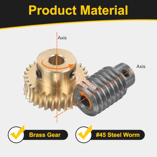 uxcell Worm Gear Set 30T 1 Module 30:1 Reduction Rate, 8mm/6mm Bore - size: 8mm/6mm Bore (1Mod 30T)