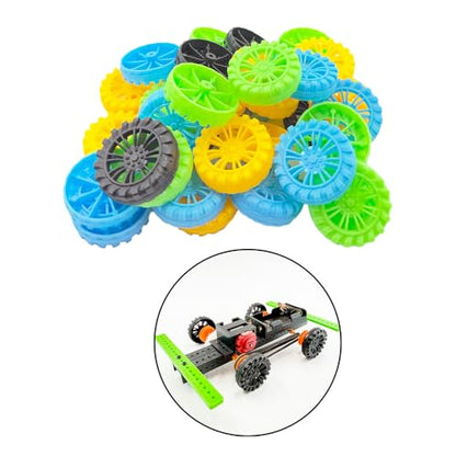 40PCS Toy Wheel 2mm Dia Shaft Plastic Wheel with 20PCS Metal Shaft Axles for RC Car Truck Robot Boat Helicopter DIY Model Toy Building Parts (2x30mm) - style: 2x30mm