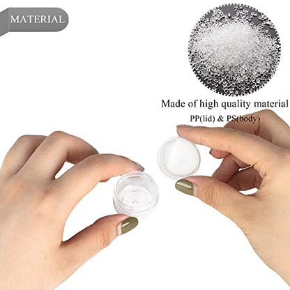 100PCS 5 Gram Sample Containers, 5ml Empty Jars with Lids, Small Cosmetic Containers, Mini Sample Jars with 8PCS Mini Spatulas for Make Up, Oils, Lotion, Powder, Paint, Jewelry, Lip Balms(Clear Lid) - color: Clear, size: 100 Count