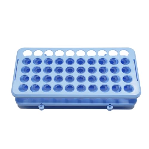 1 Pcs Plastic Test Tube Rack, 50 Holes for 5/10/15mL Tubes, 18mm Diameter - color: Light Blue