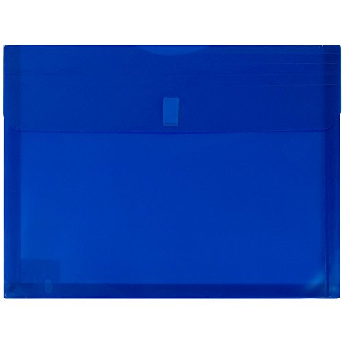 JAM PAPER Plastic Expansion Envelopes with Hook & Loop Closure - Letter Booklet - 9 3/4 x 13 with 1 Inch Expansion - Blue - 12/Pack - color: Blue, size: 1" Expansion