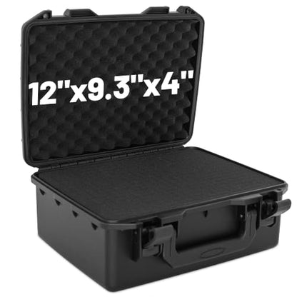 TORIBIO Hard Carrying Case with Foam, Shockproof Storage Box 12"x9.3"x4" - size: 12" x 9.3" x 4"