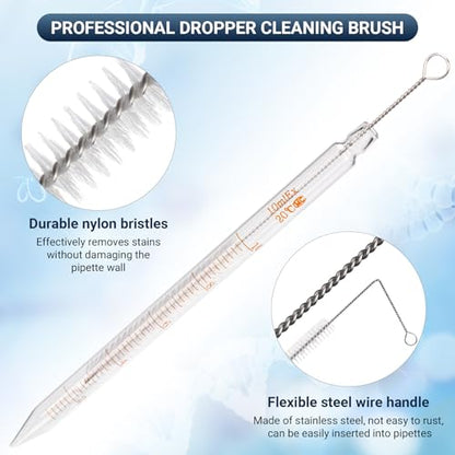 Glass Pipettes Set 2x10ml+5ml Glass Graduated Pipettes Dropper with Big Rubber Cap Dropping Lab Pipette Transfer for Liquid Essential Oil - style: 2x10ml+5ml