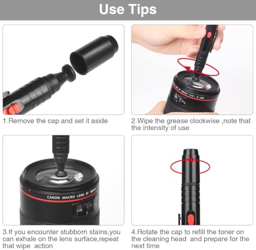 17-in-1 Camera Cleaning Kit for DSLR Cameras (Canon, Nikon,Sony), with Air Blower/Cleaning Pen/Detergent/Cleaning Cloth/Lens Brush/Carry Case - size: 17-in-1