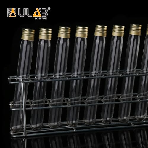 ULAB Scientific 50pcs 25ml Glass Test Tubes with Aluminum Screw Caps, Borosilicate Glass, Dia.18x145mm, Thickness 0.8-1.0mm, UTT1025 - style: 50pcs 25ml Glass Test Tubes with Stopper