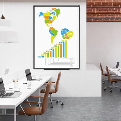 JILoffice Magnetic Whiteboard/White Board, Dry Erase Board 40 x 30 Inch, Black Aluminum Frame Wall Mounted Board for Office Home and School - color: Black, size: 40 x 30 Inch